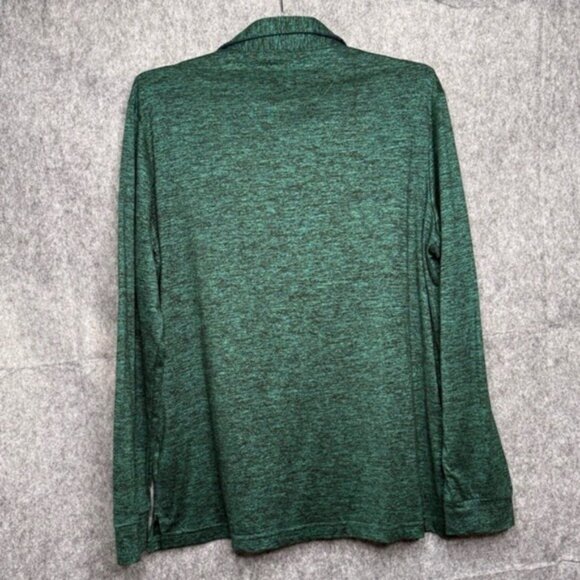TAILORBYRD Green Heathered Slubbed Long Sleeve‎ Polo- Sz L - Picture 3 of 5